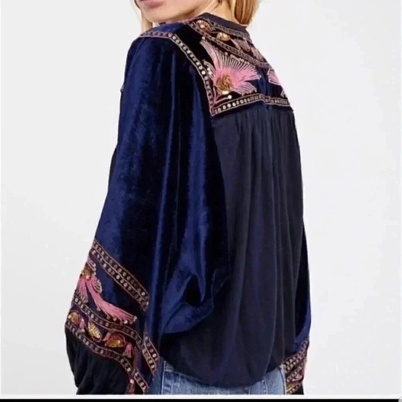 Free People jazzy shirt with rhinestones. - Picture 2 of 4